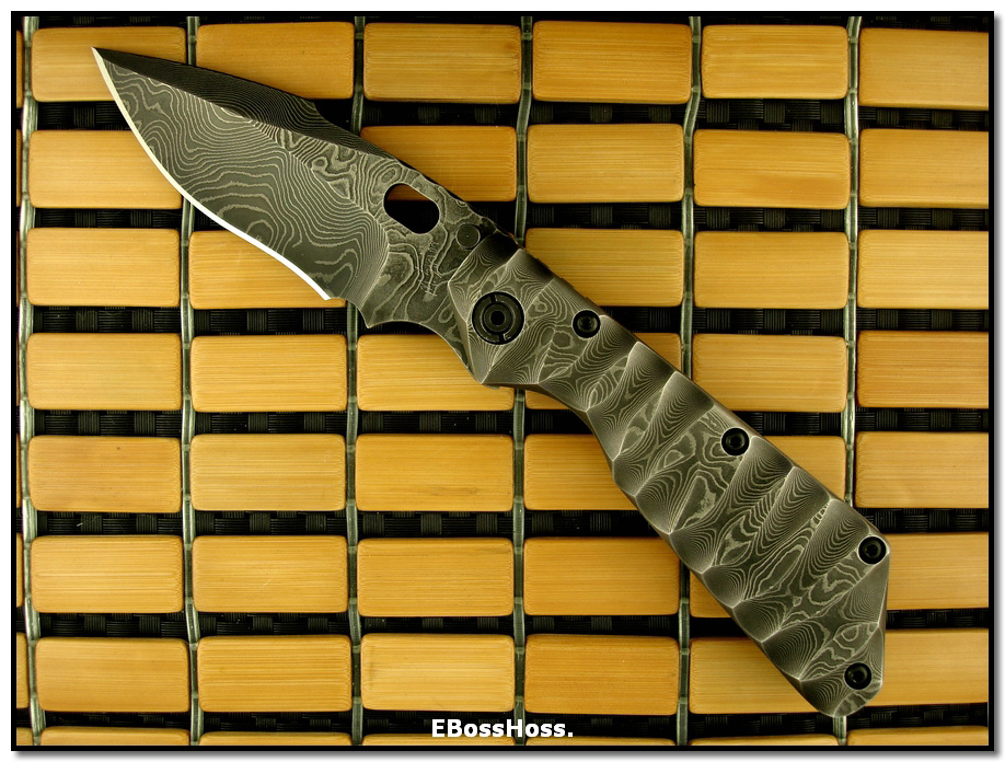 Mick Strider MSC Damascus / Titanium XL SnG - Shark Fin Grind