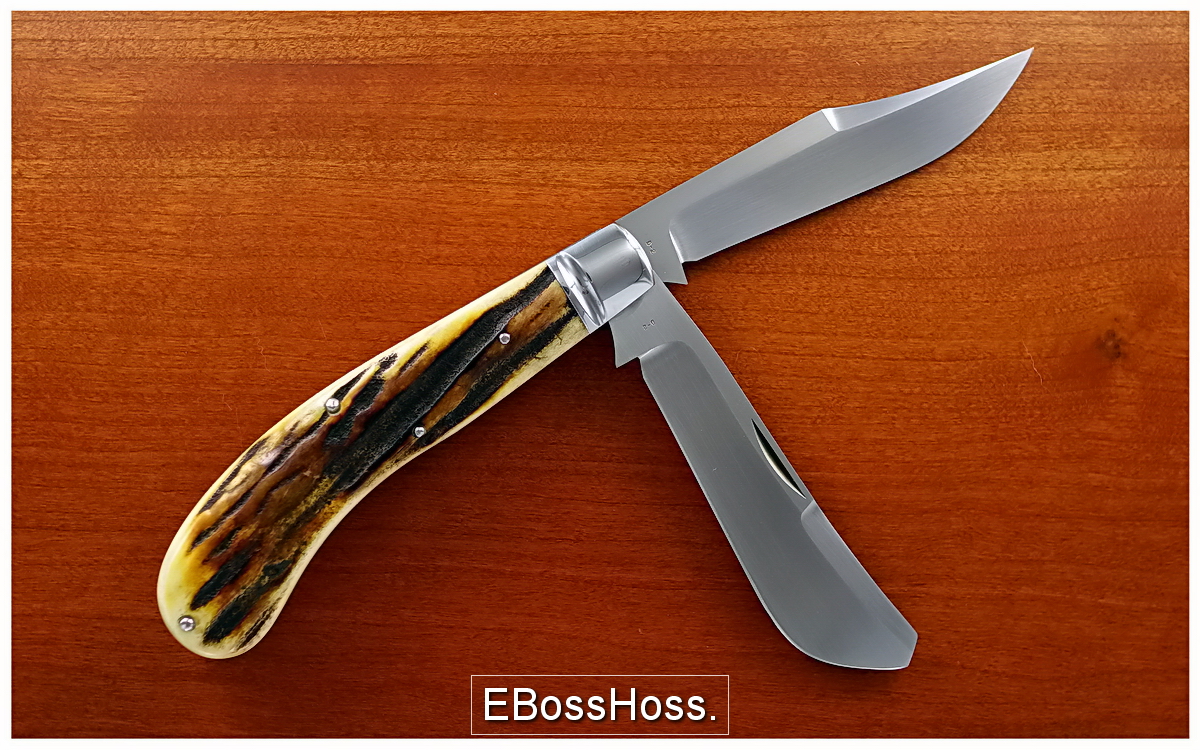 Tony Bose 4 3/4-inch Stag Saddlehorn Trapper