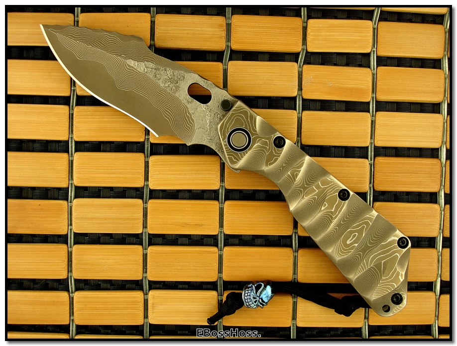 Mick Strider MSC All-Damascus XL SnG Prototype w/New Bearing Pivot.