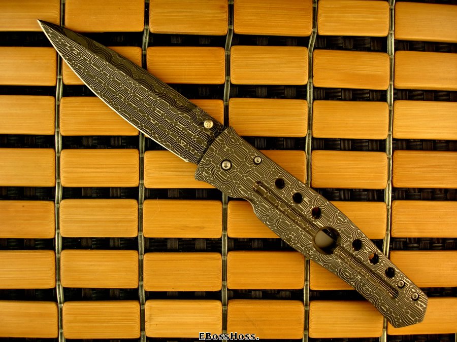 Tom Mayo Damascus Dr. Death w/Rare Recessed Linerlock