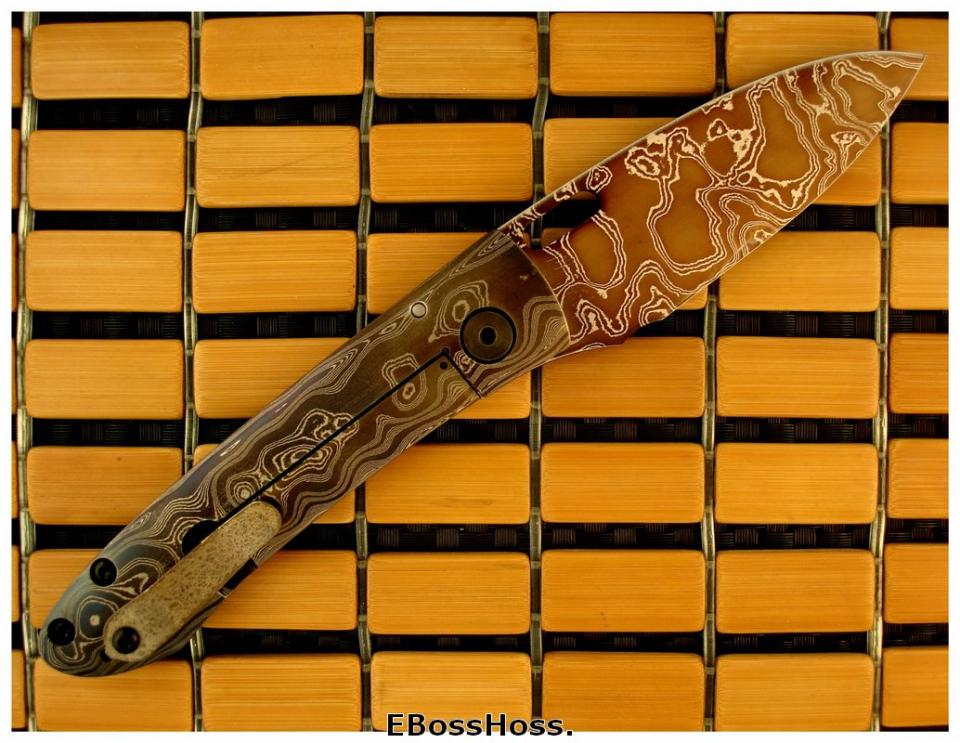 Mick Strider Laminated-Blade AKAK - CF & MSC Damascus