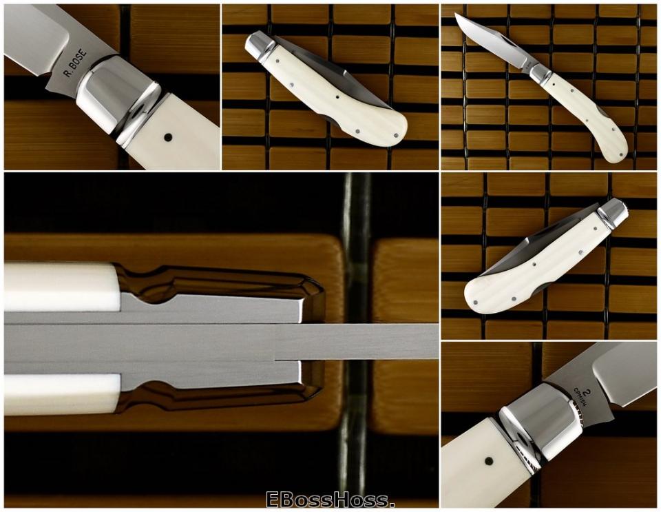 Reese Bose Single-Blade Lockback Saddlehorn - Creamy Pre-ban Ivory