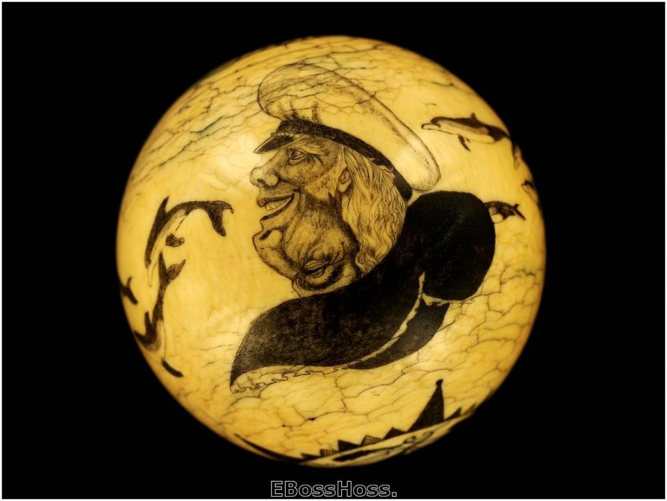 Roni Deitrich Scrimed Antique Ivory Cue Ball