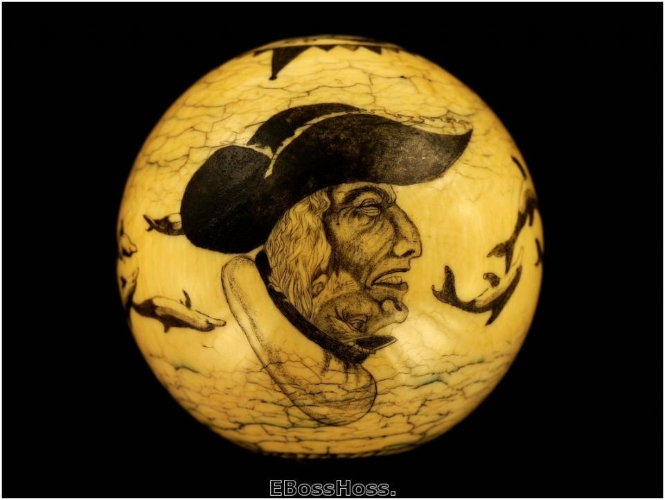 Roni Deitrich Scrimed Antique Ivory Cue Ball