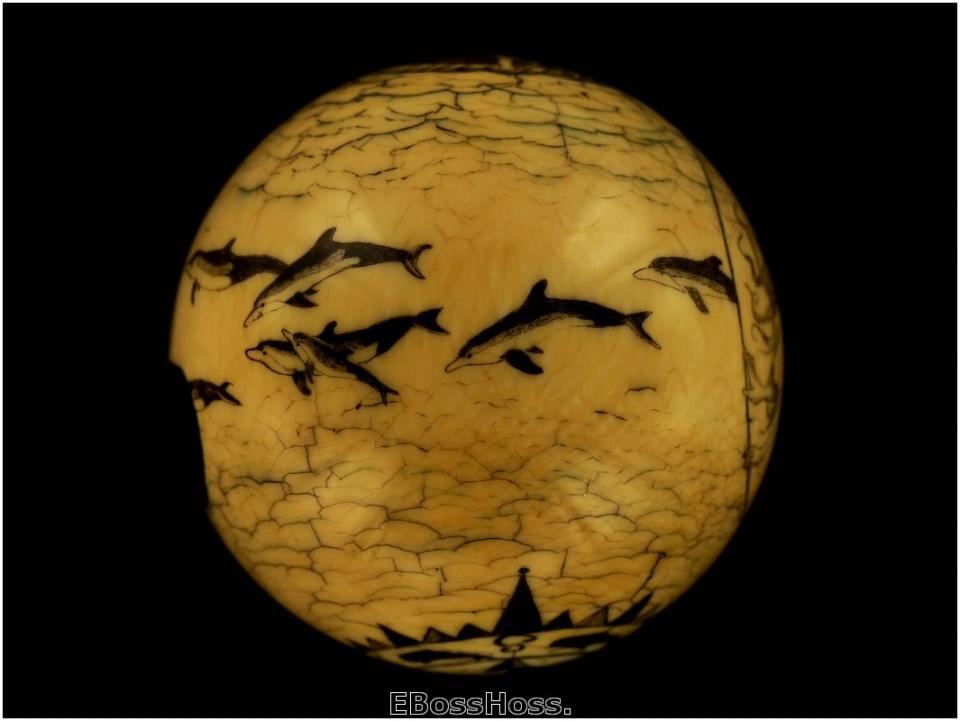 Roni Deitrich Scrimed Antique Ivory Cue Ball