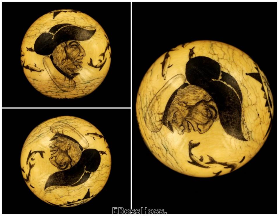 Roni Deitrich Scrimed Antique Ivory Cue Ball