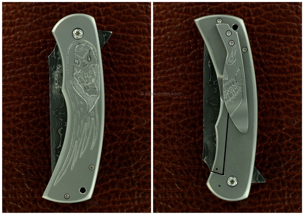 SK Knives (Steve Kelly) Custom Carved Spectre Framelock Flipper