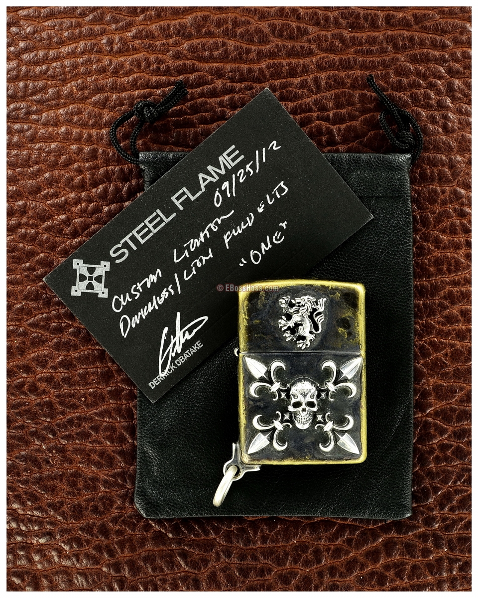 Steel Flame One-off Custom Darkness / Lion Zippo