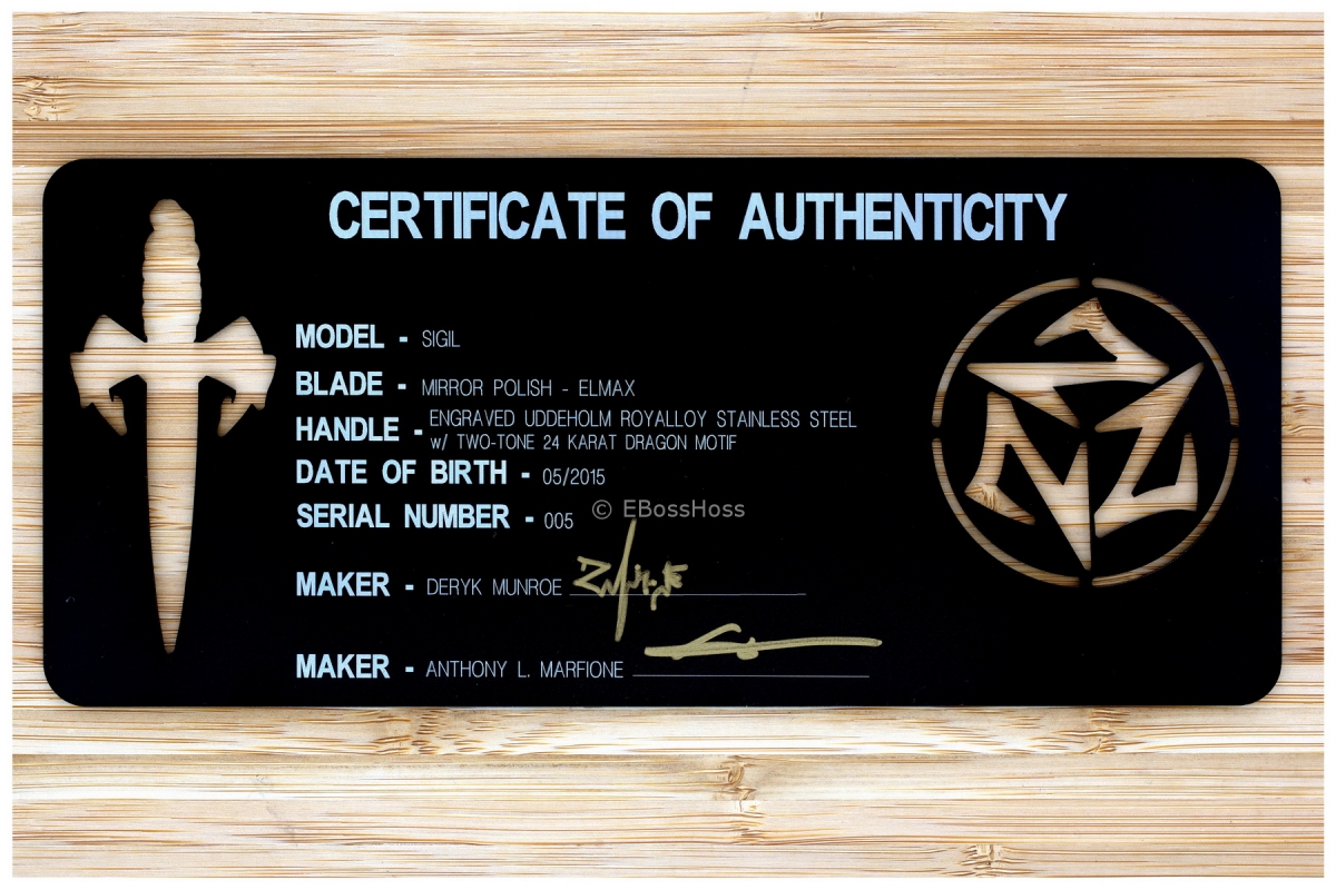 Deryk Munroe / Tony Marfione Custom Collab Engraved Sigil Flipper