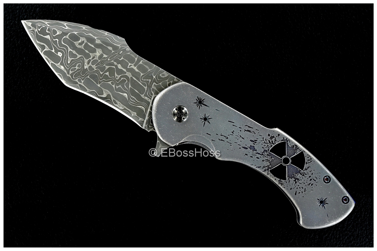 Rick Barrett Custom Toxic Tanto Carved Fallout 3.5 Flipper