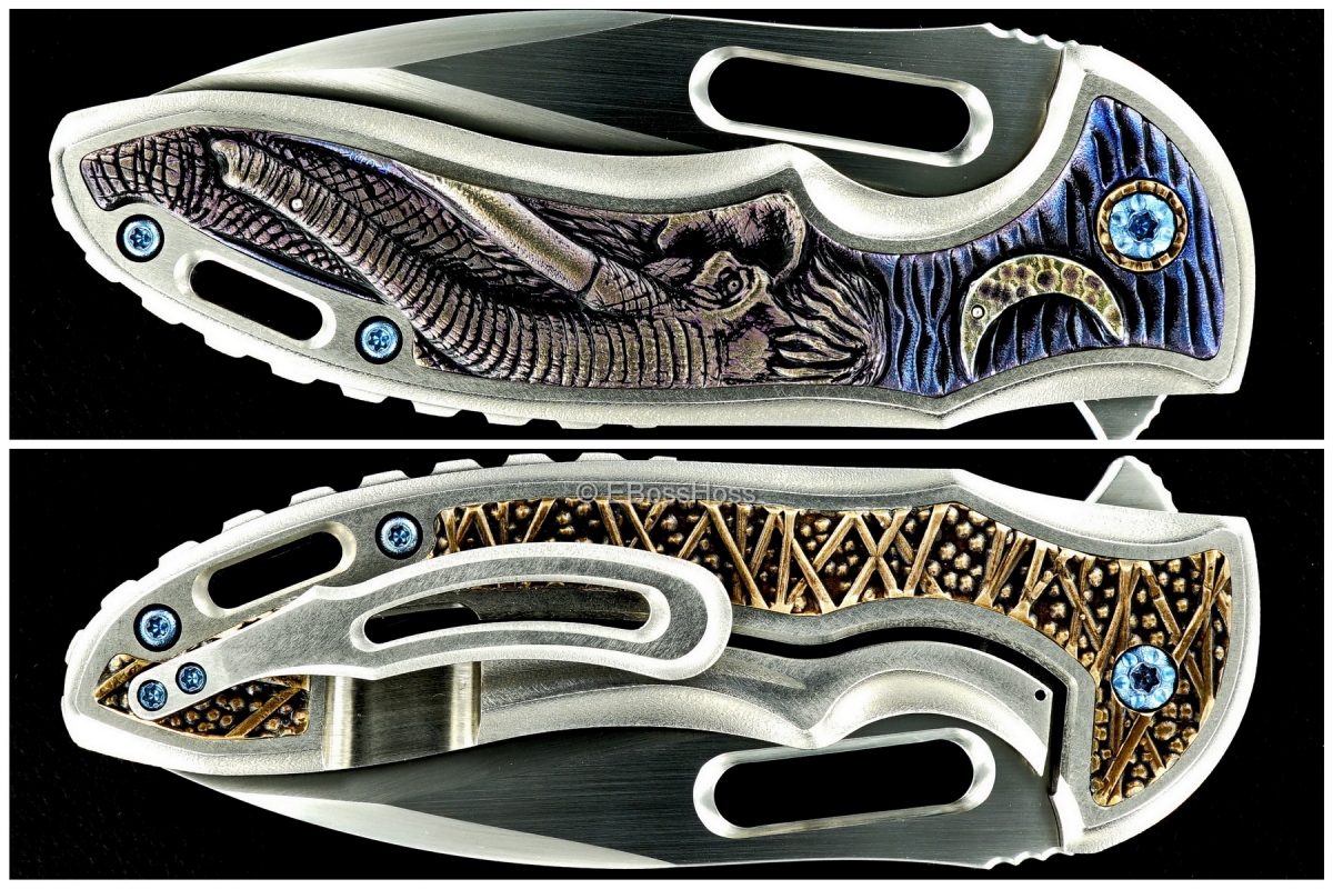 Korth Cutlery ''The Jungle Elephant'' Carved Sentry XL Flipper