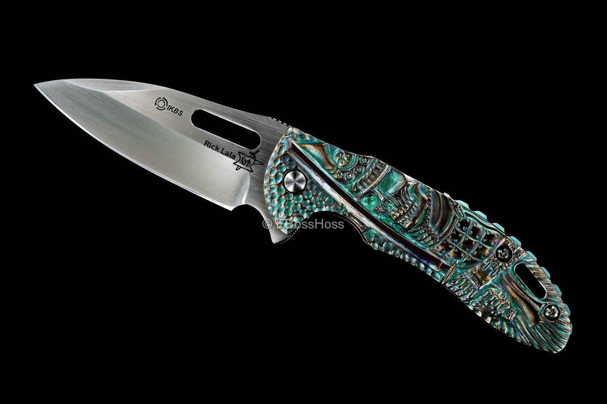 Korth Cutlery Carved Sentry Flipper by Rick Lala, Carved by Rudy Lala