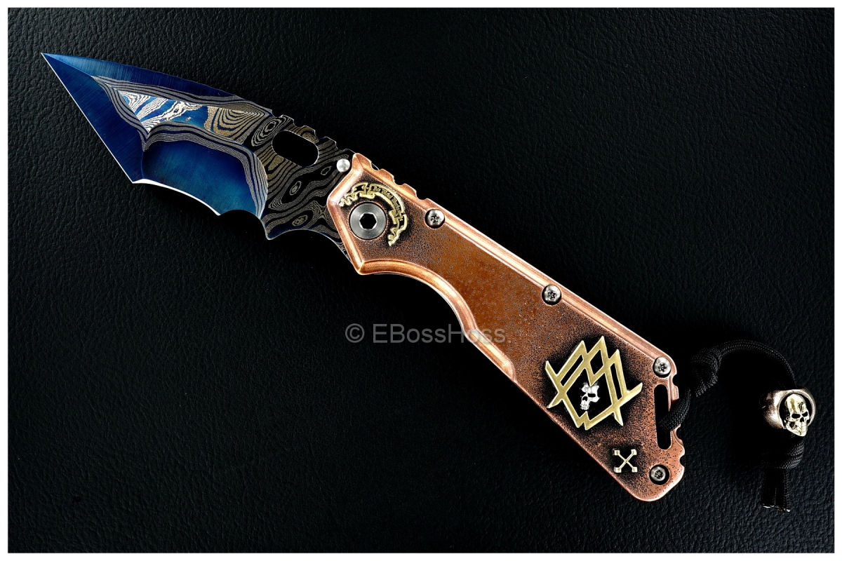 Mick Strider (MSC) / Ryk Mavrick (Starlingear) Custom Copper Cobalt San Mai Damascus XL Tanto
