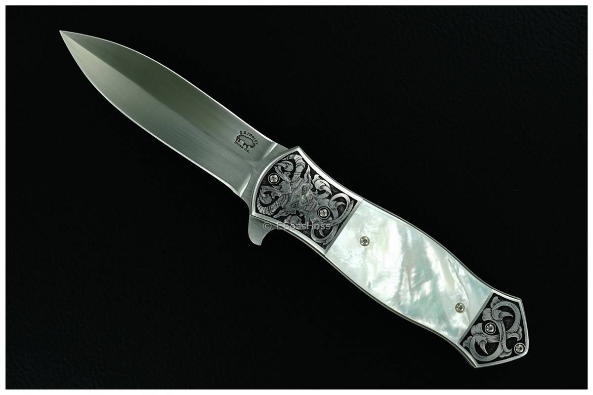 D.B. Fraley Double-Bolstered Dagger Flipper; Masterfully Engraved by Tom Ferry