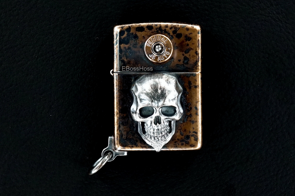Steel Flame Custom XL Sterling Silver Darkness Zippo by Derrick Obatake