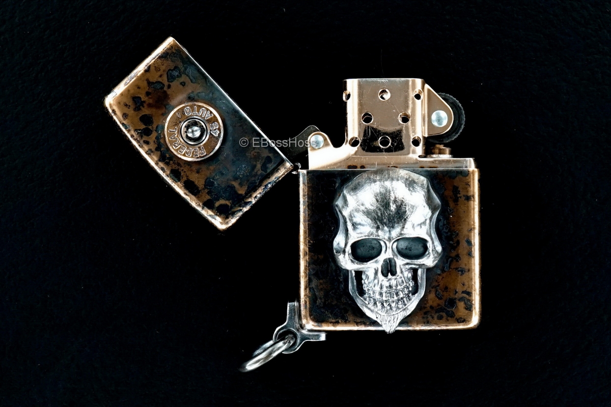 Steel Flame Custom XL Sterling Silver Darkness Zippo by Derrick Obatake