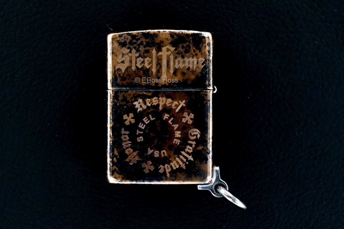 Steel Flame Custom XL Sterling Silver Darkness Zippo by Derrick Obatake
