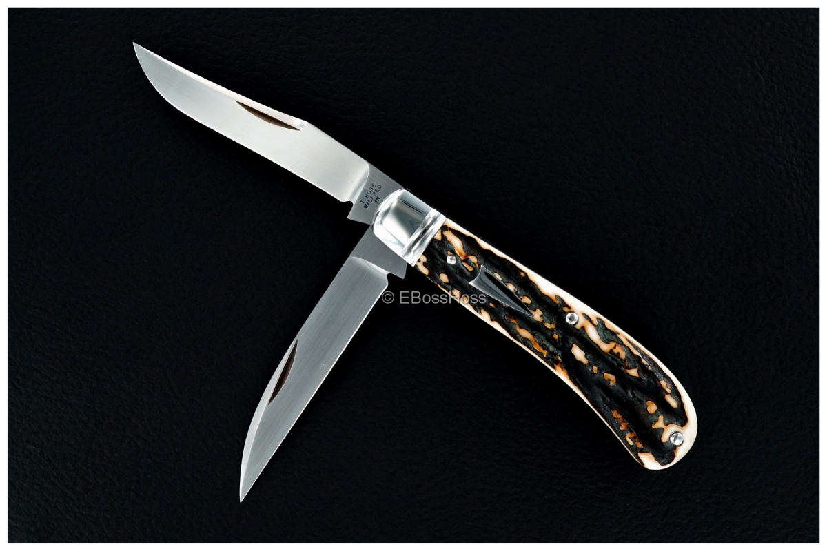 Tony Bose 3 5/8-inch Wharncliffe Trapper - Dark Popcorn Stag