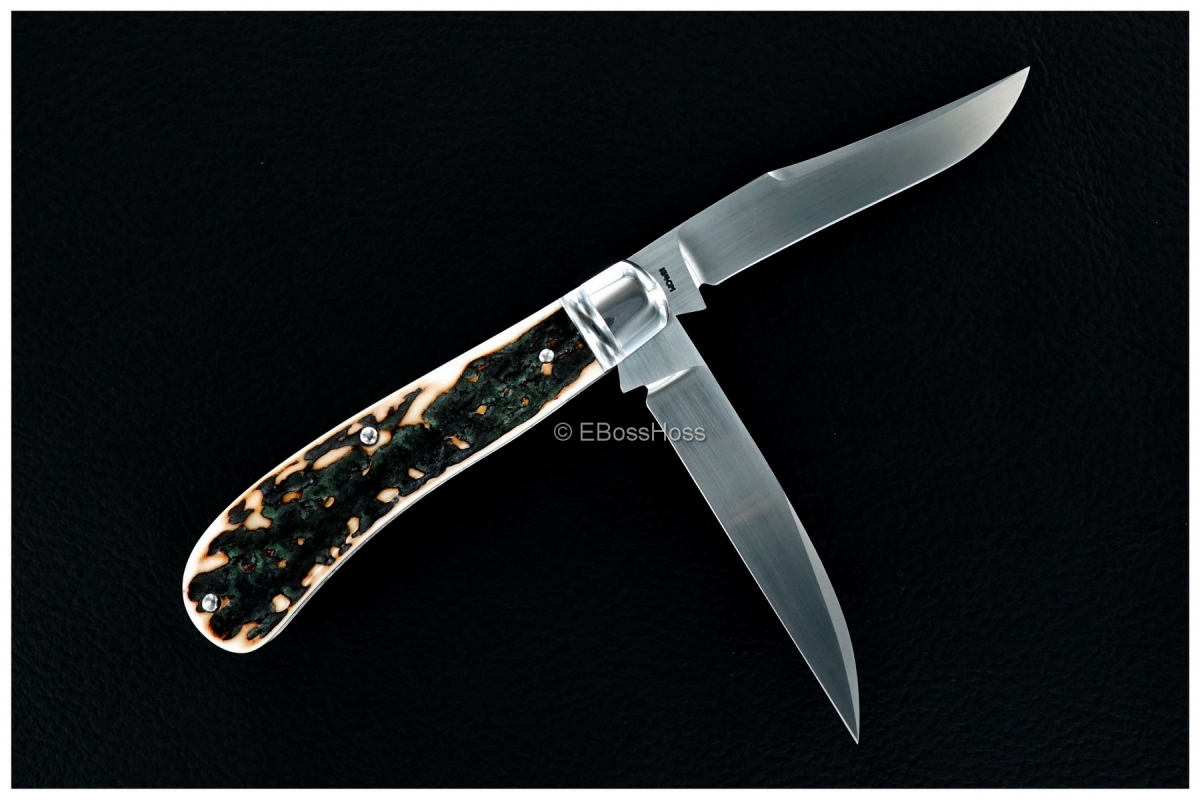 Tony Bose 3 5/8-inch Wharncliffe Trapper - Dark Popcorn Stag