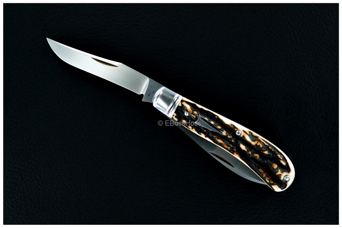 Tony Bose 3 5/8-inch Wharncliffe Trapper - Dark Popcorn Stag