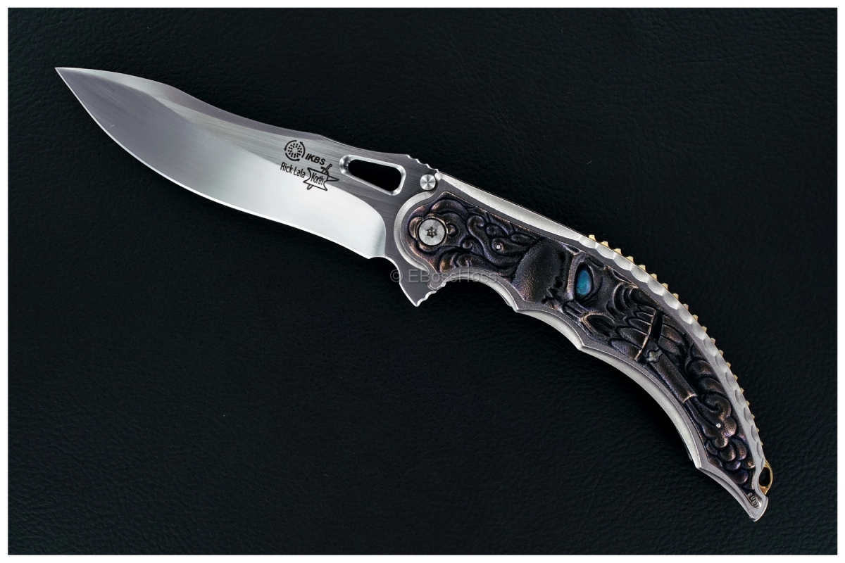 Korth Cutlery Custom Carved Cigar-Smoking Skull Reptile Flipper