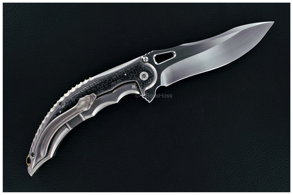 Korth Cutlery Custom Carved Cigar-Smoking Skull Reptile Flipper