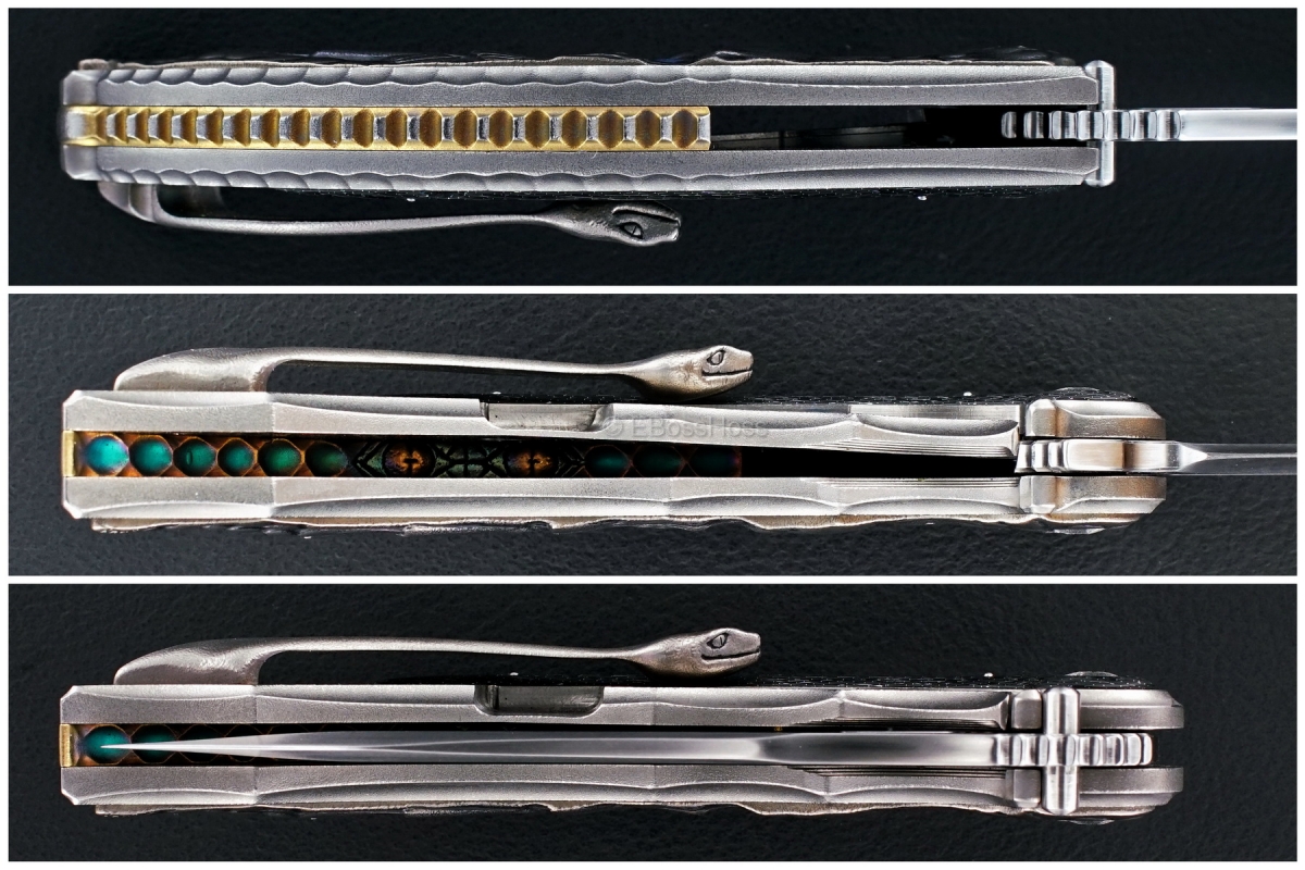 Korth Cutlery Custom Carved Cigar-Smoking Skull Reptile Flipper