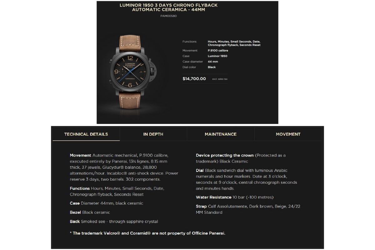Panerai (Officine Panerai) 580 Luminor Ceramica Flyback Chrono - PAM00580