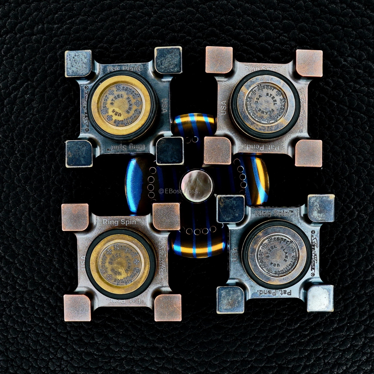 Steel Flame Ring Spins with Laser-Etched Plugs