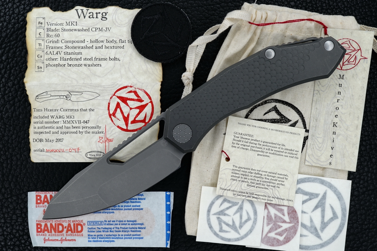 D Munroe Custom Hextured Warg MK1 Framelock Folder