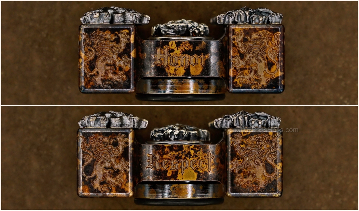 Steel Flame Executive SLEDGE 3-D Sterling Silver Crusader Lions Ring Spin