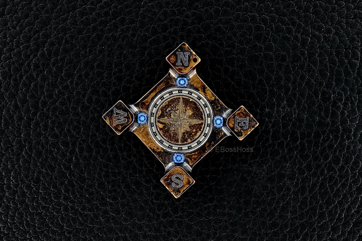 Steel Flame Compass Rose Bronze Ring Spin KillboX with Brass Slug