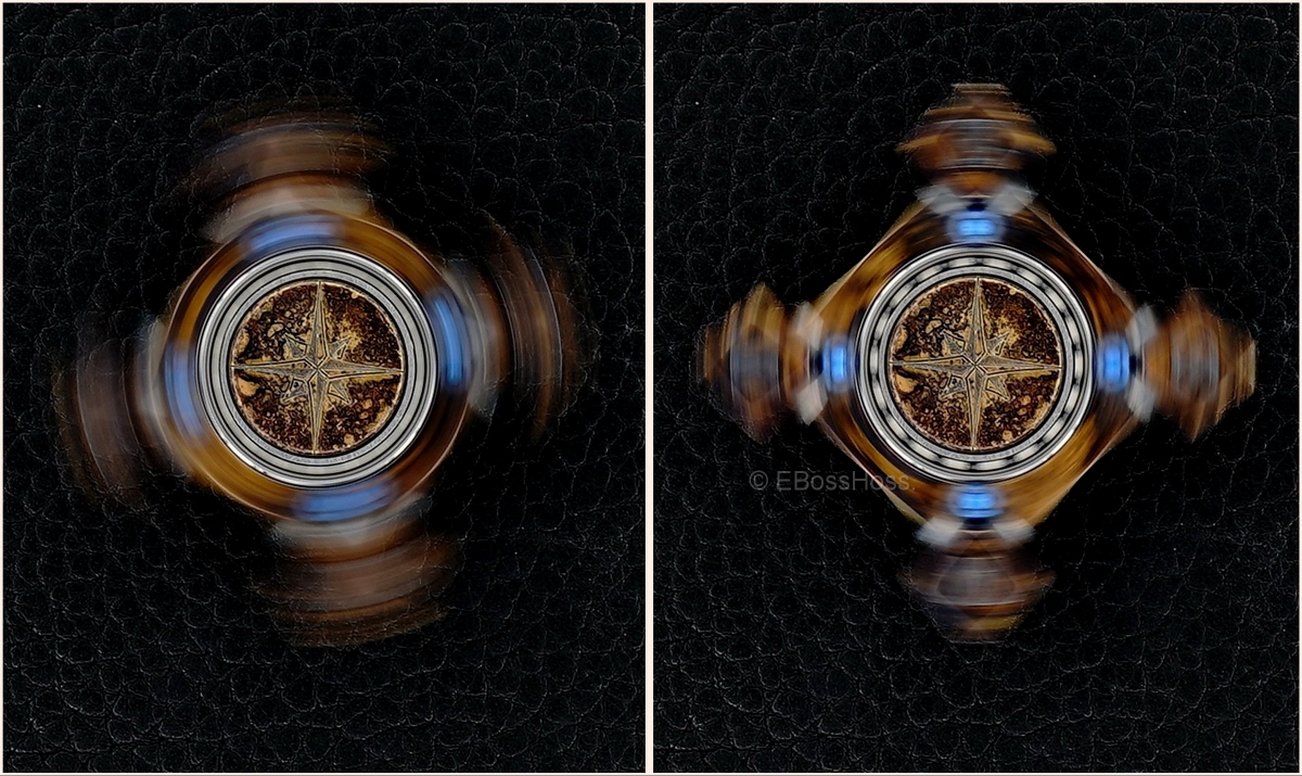 Steel Flame Compass Rose Bronze Ring Spin KillboX with Brass Slug