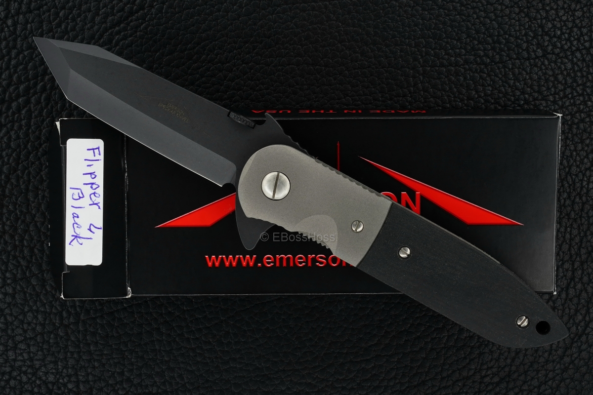 Ernie Emerson Custom Black CQC-6 Flipper w/Wave