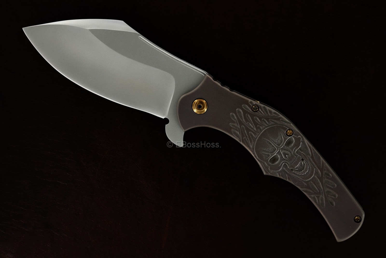 Jody Muller Custom Carved Skull Framelock Flipper