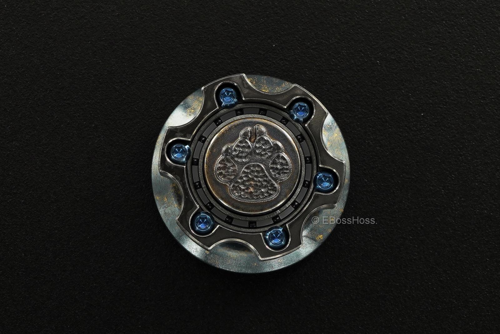 Steel Flame Cog Ring-Spin w XL 3-D Stippled Dog-Paw Slug