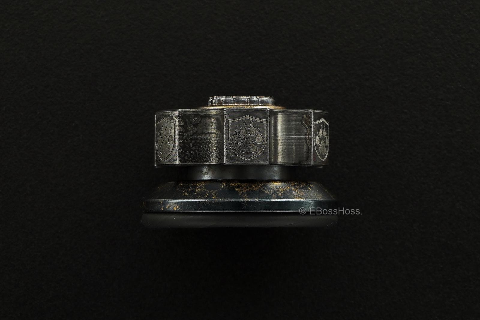 Steel Flame Cog Ring-Spin w XL 3-D Stippled Dog-Paw Slug