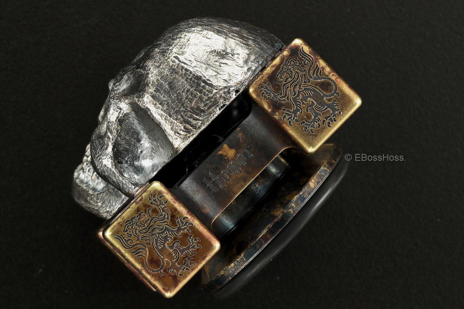 Steel Flame Giant Darkness Skull SLEDGE Ring Spin with XL 3-D Warrior Skull Slug