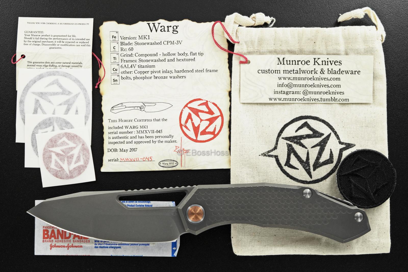 Deryk Munroe Custom Hextured Warg Framelock Folder