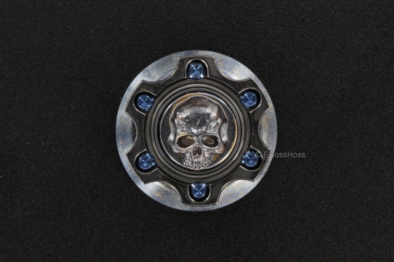 Steel Flame Cog Ring-Spin w/ an XL 3-D Hand-Stippled Silver Dog-Paw Slug