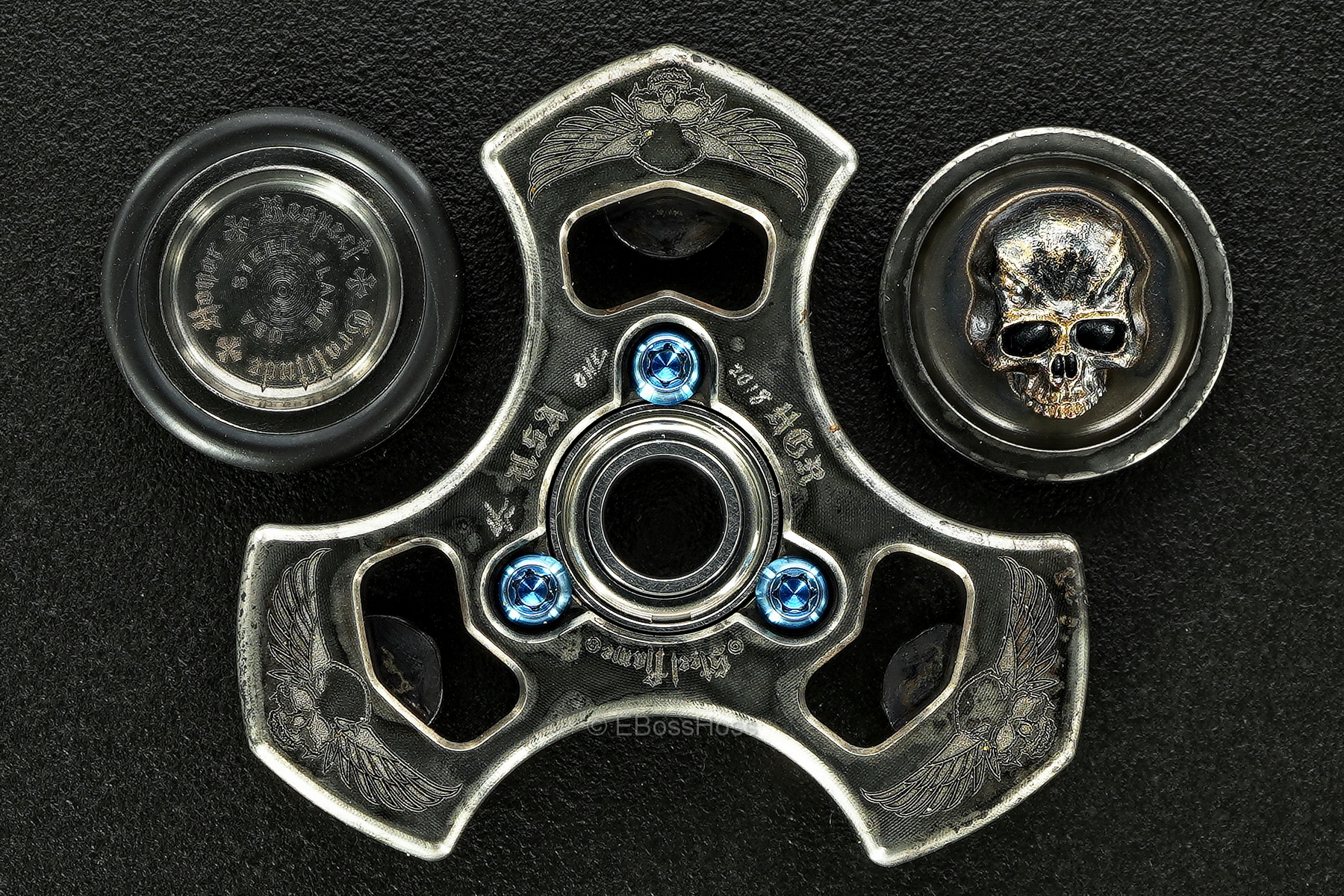 Steel Flame Signed ONE 3-D Tri Spin and 3-D Button spin