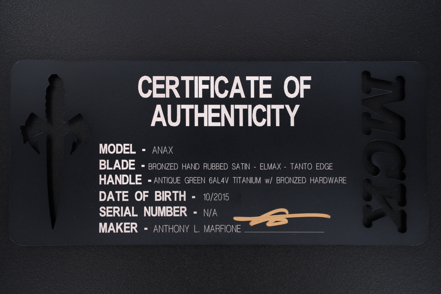 Tony Marfione / (Microtech) Custom Tanto Anax
