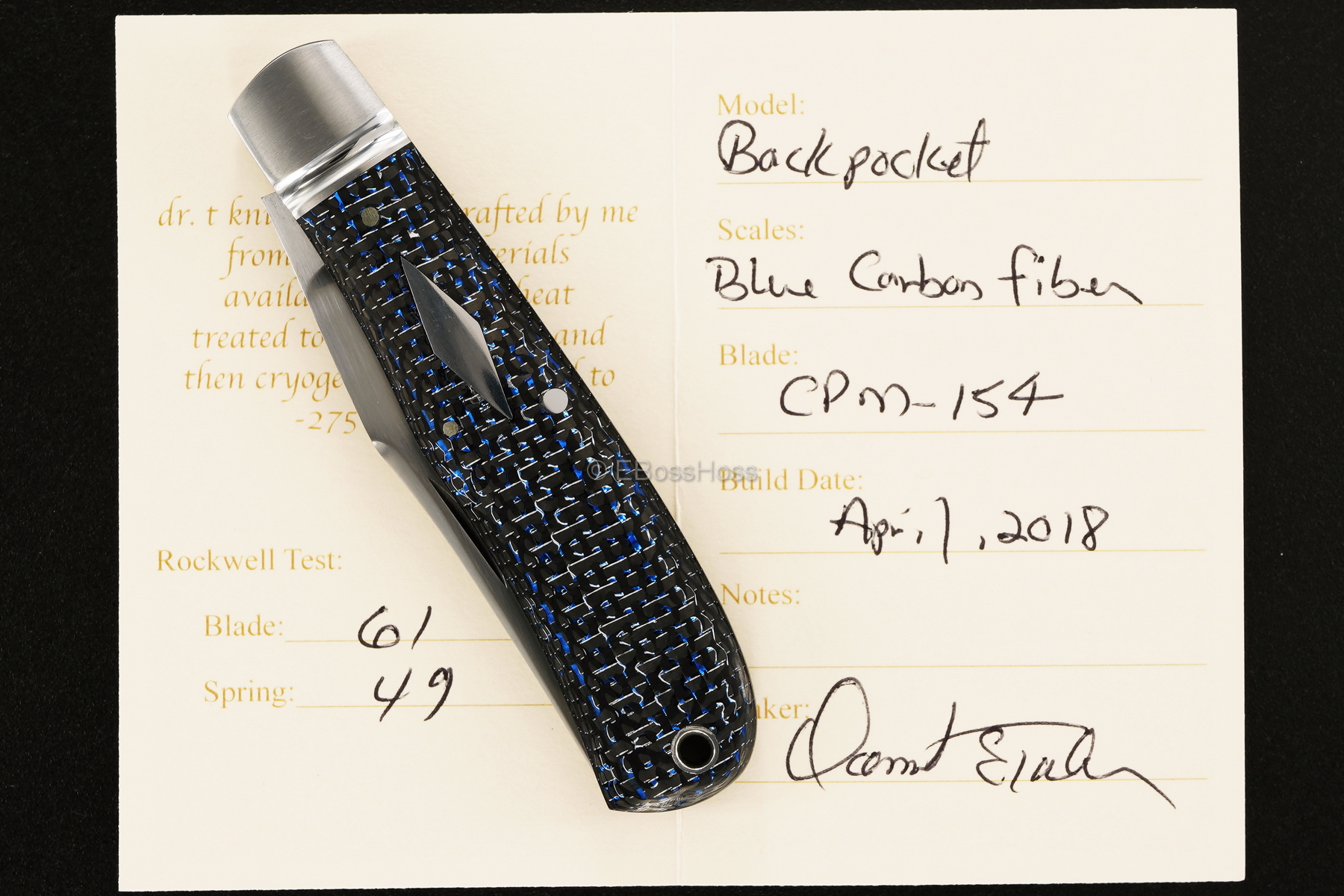 Dr T Knives / Tabor Custom Bolstered Back Pocket