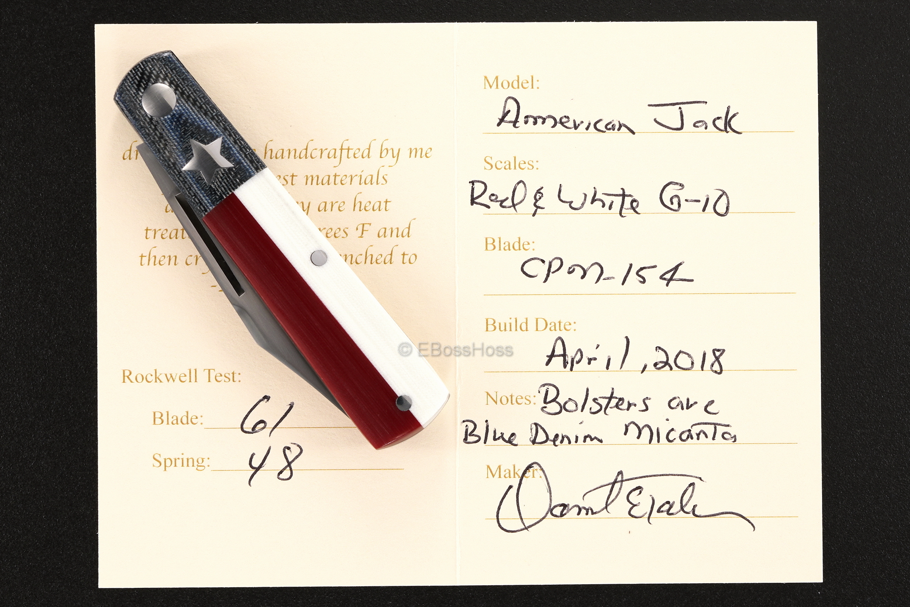 Dr T Knives / Tabor Custom American Jack Knife Slip Joint