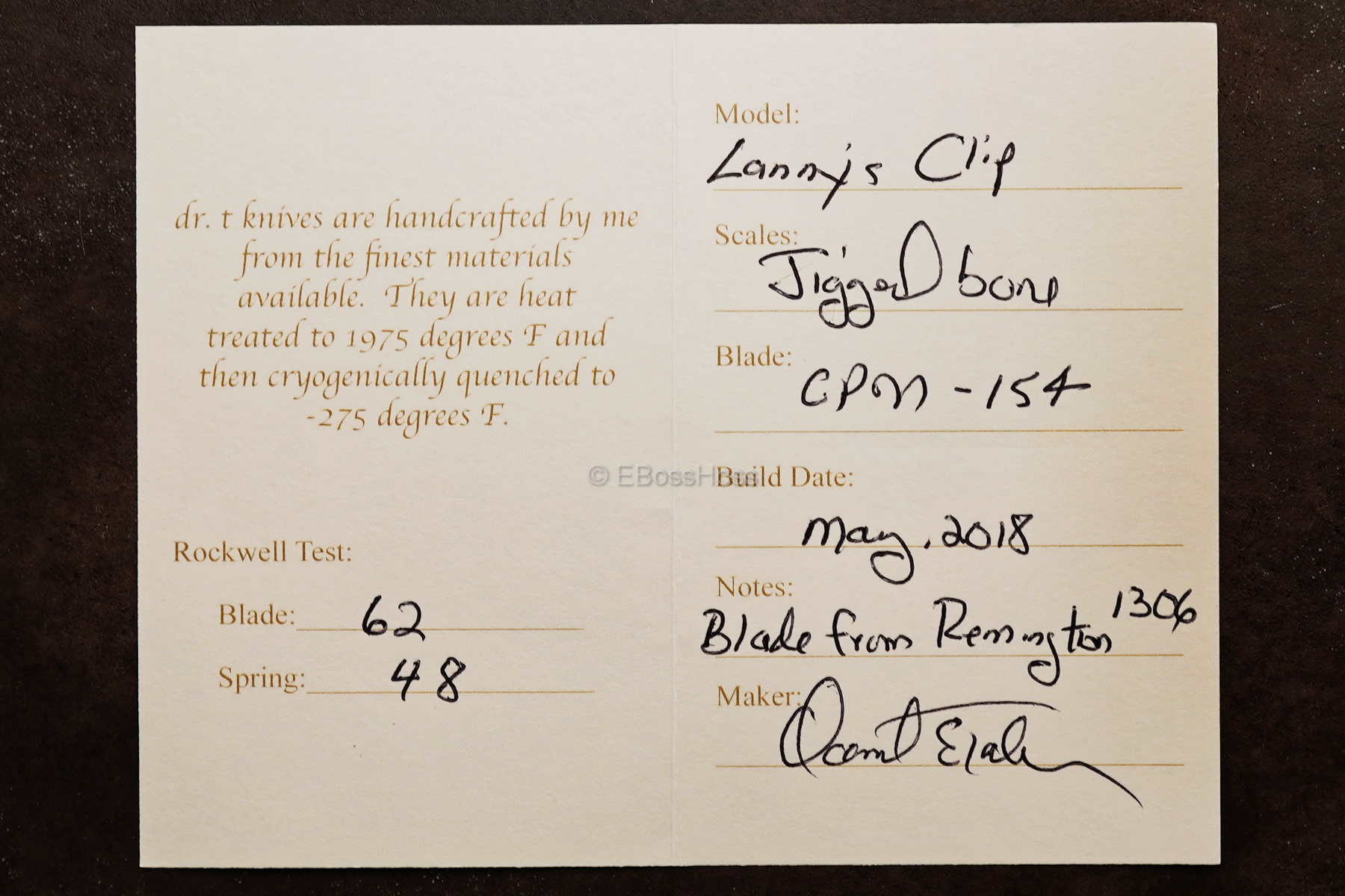 Dr T Knives / Tabor Custom Lanny's Clip Slip Joint