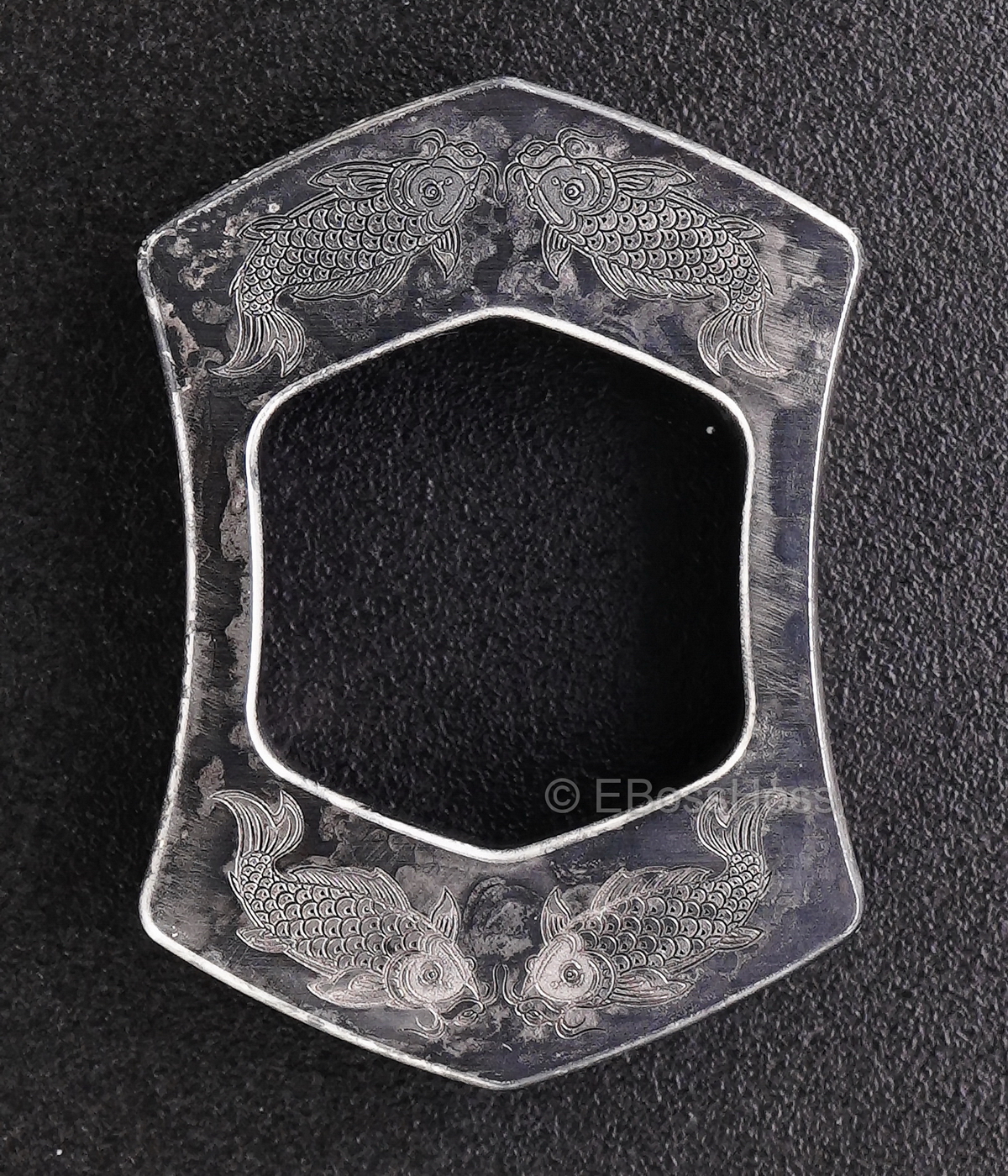 Steel Flame Thick Laser-etched Koi Ring