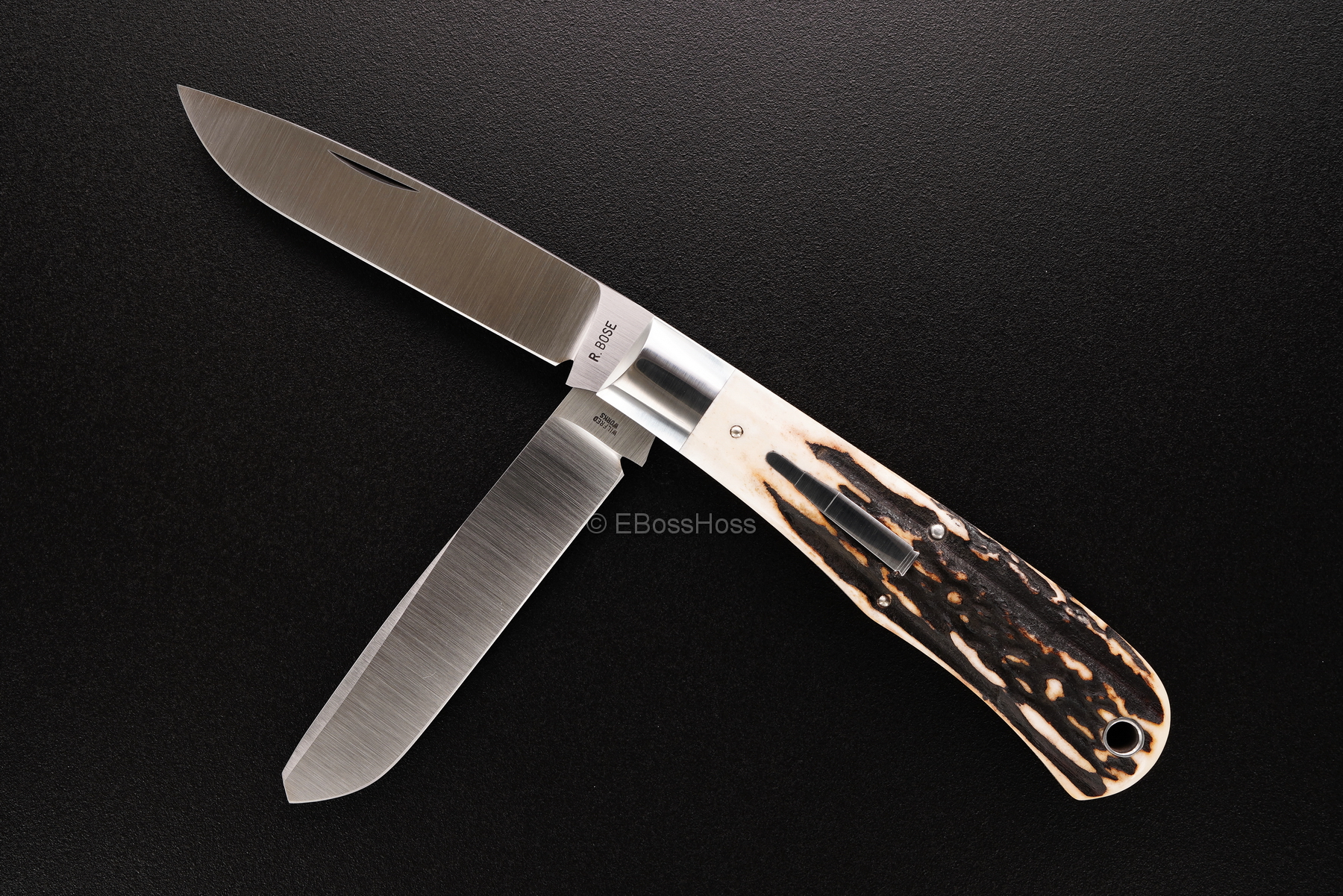 Reese Bose Custom Stag Bullet Trapper Slip Joint