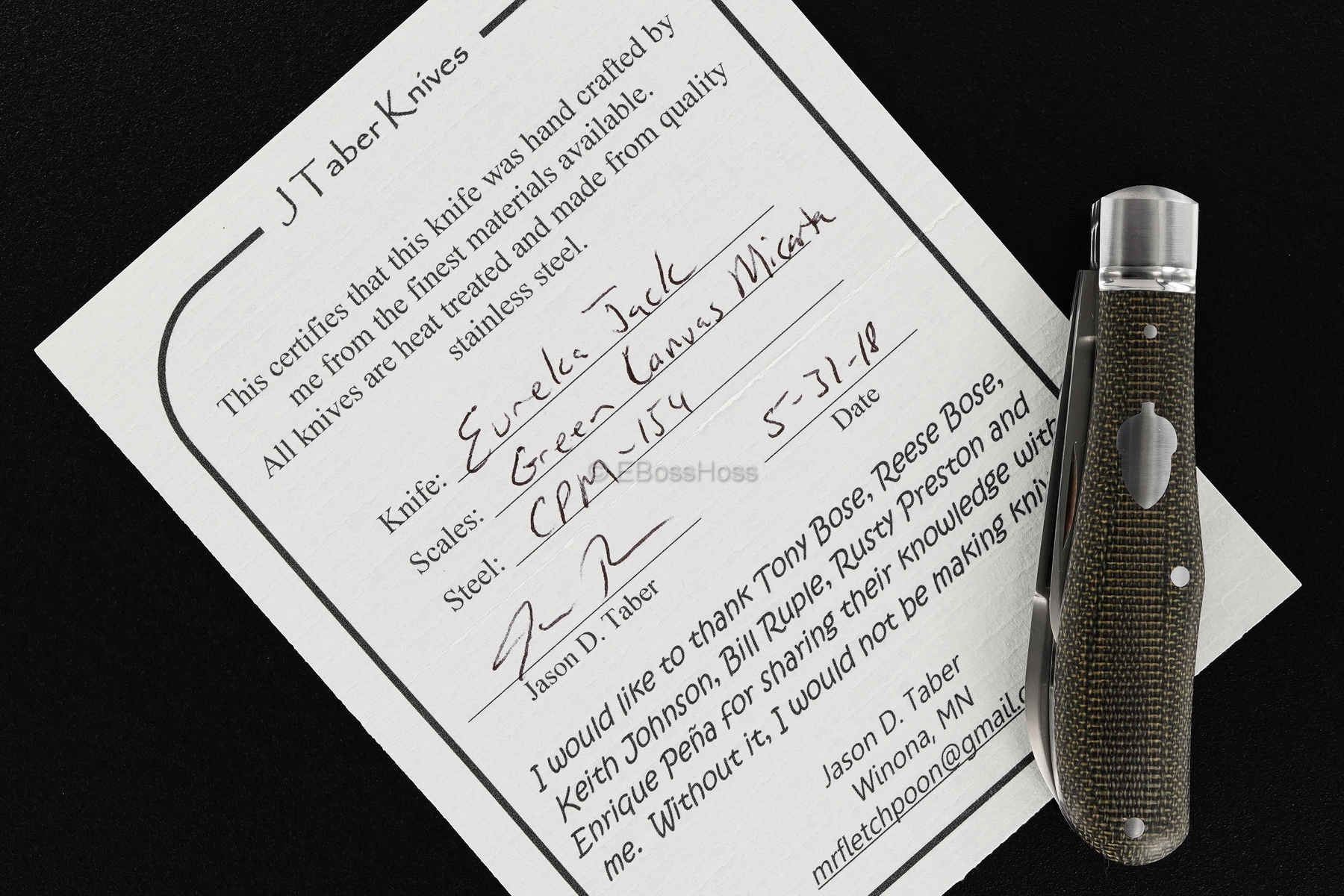 Jason Taber Custom Eureka Jack Knife