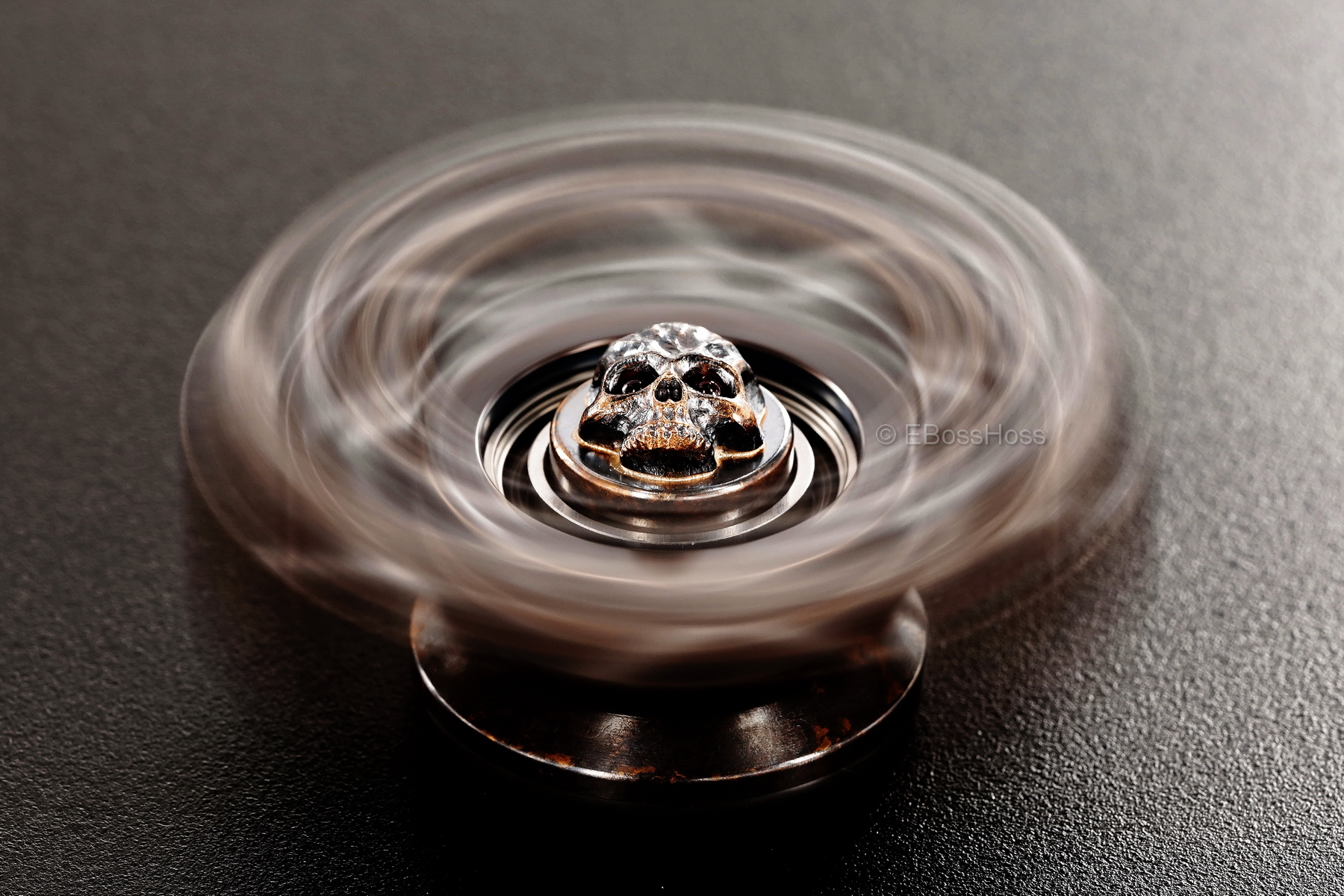 Steel Flame Executive SLEDGE XL 3-D Bronze Warrior Skulls Ring Spin