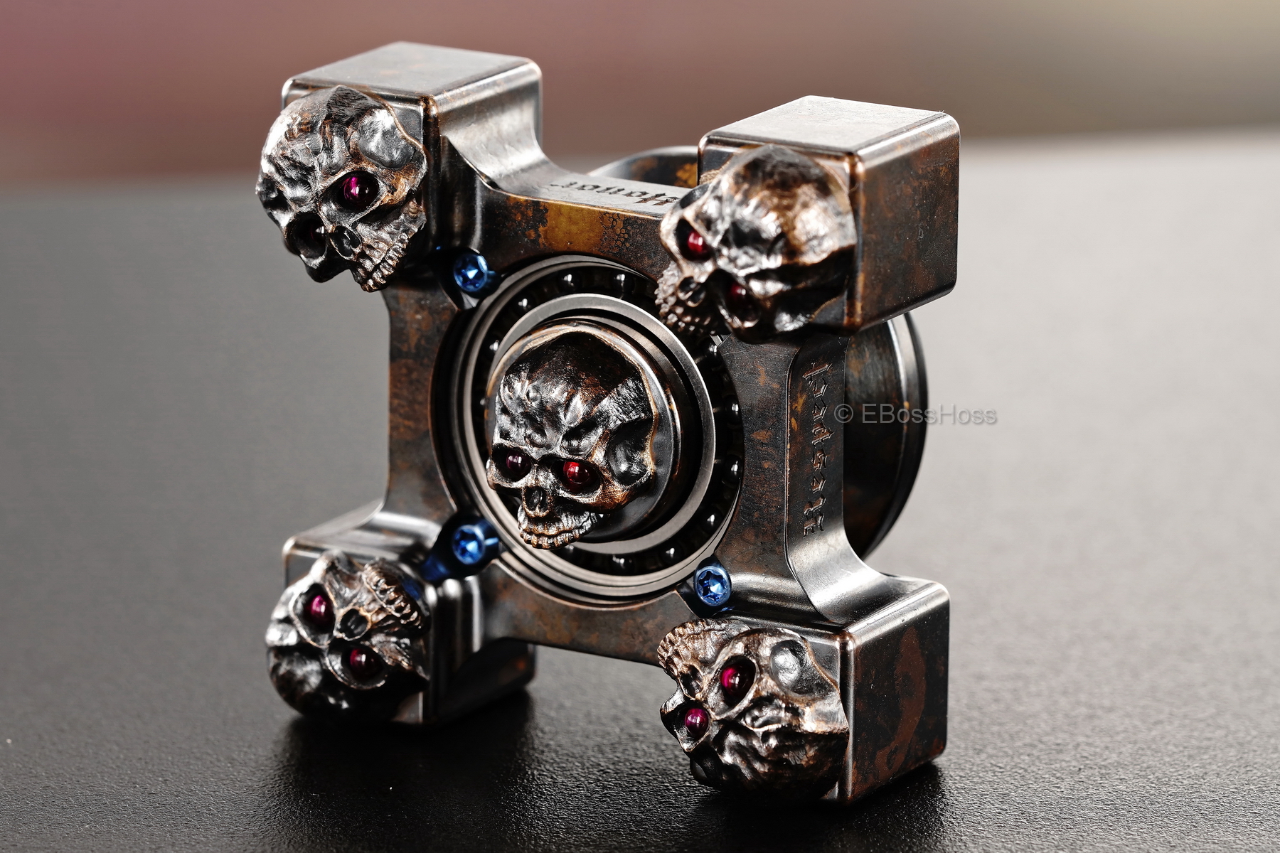 Steel Flame Executive SLEDGE XL 3-D Bronze Warrior Skulls Ring Spin